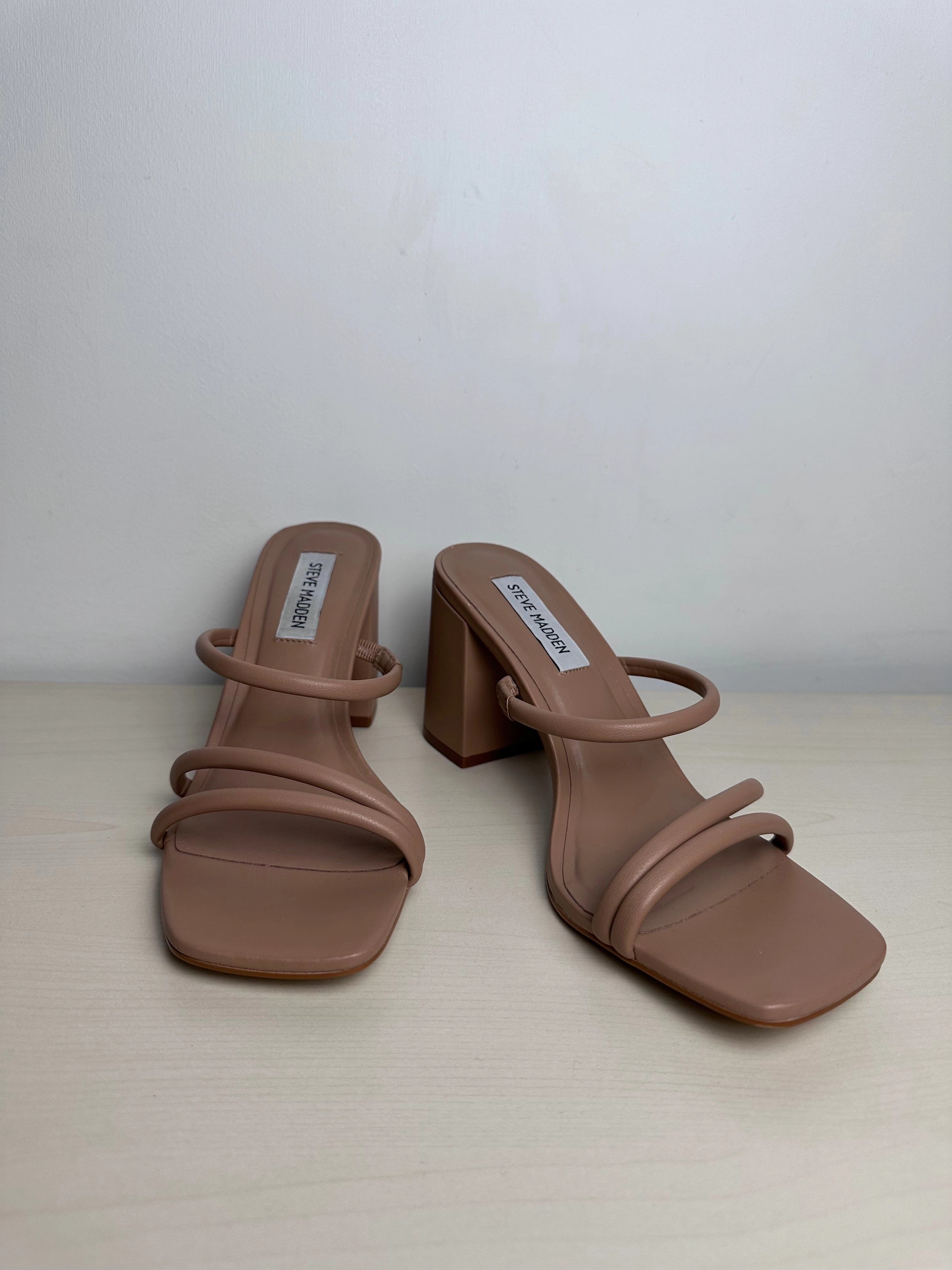 Sandals Heels Block By Steve Madden In Tan, Size: 8