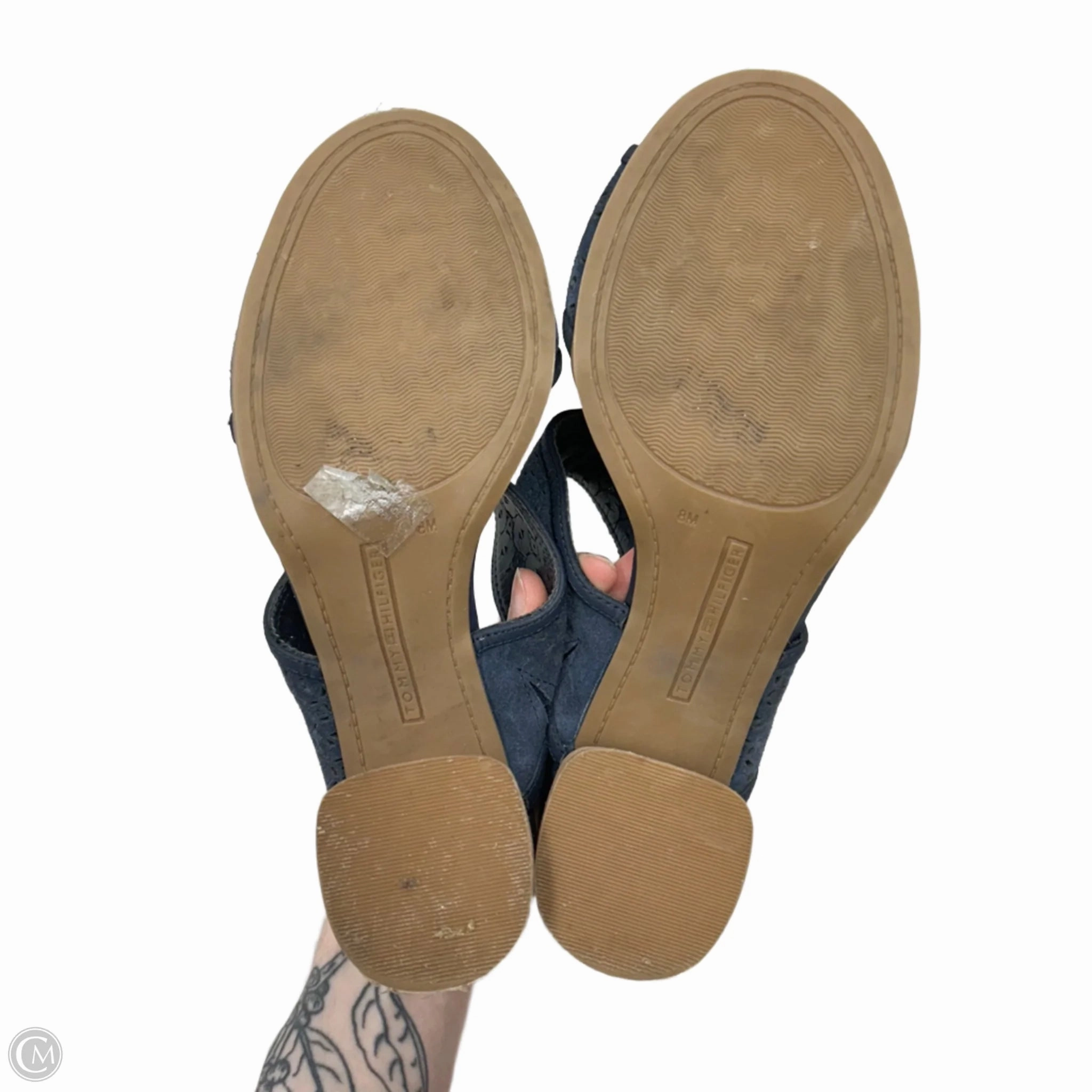 Sandals Heels Block By Tommy Hilfiger In Navy, Size: 8