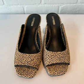 Sandals Heels Kitten By Express In Animal Print, Size: 6
