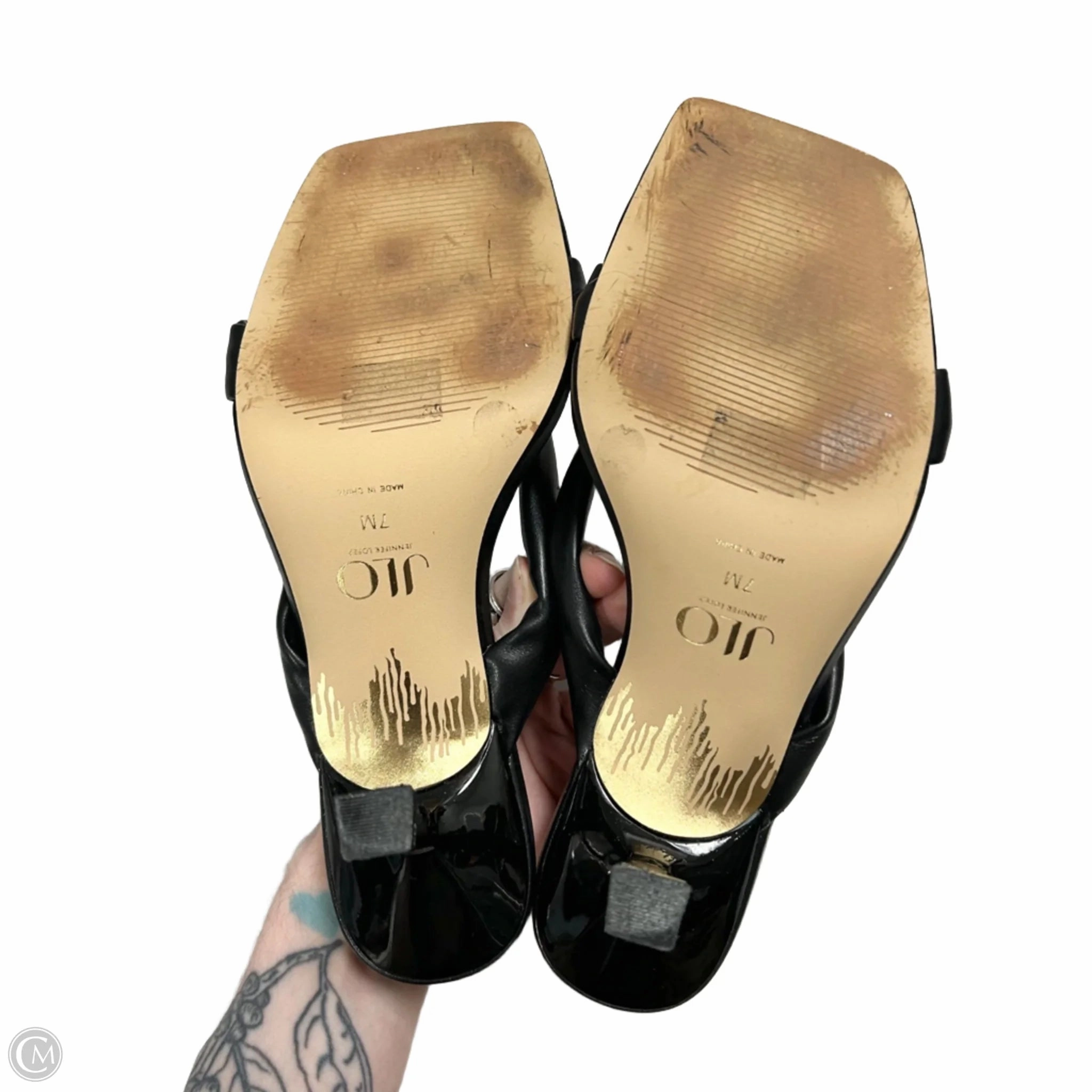 Sandals Heels Kitten By Jennifer Lopez In Black, Size: 7