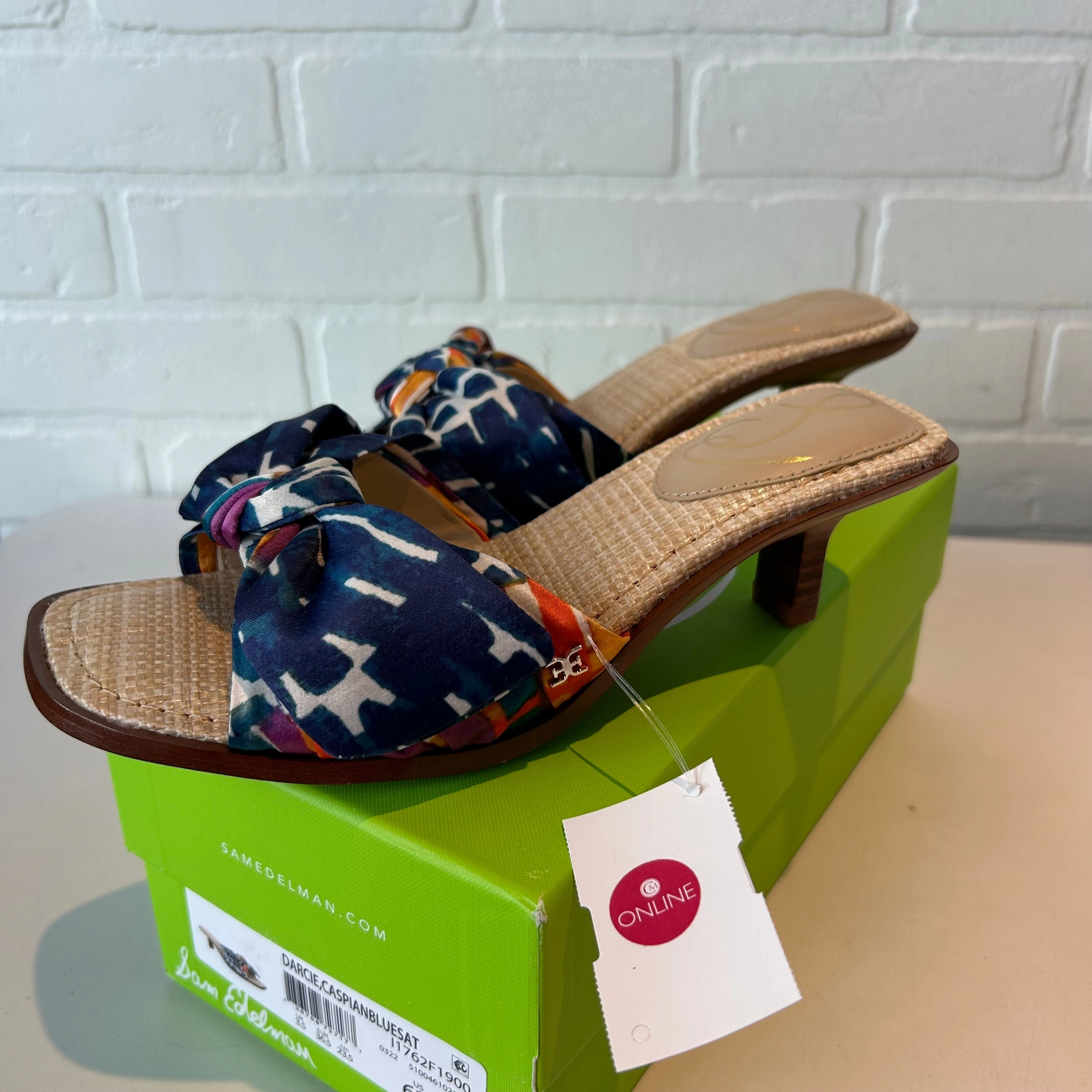 Sandals Heels Kitten By Sam Edelman In Blue & Tan, Size: 6.5