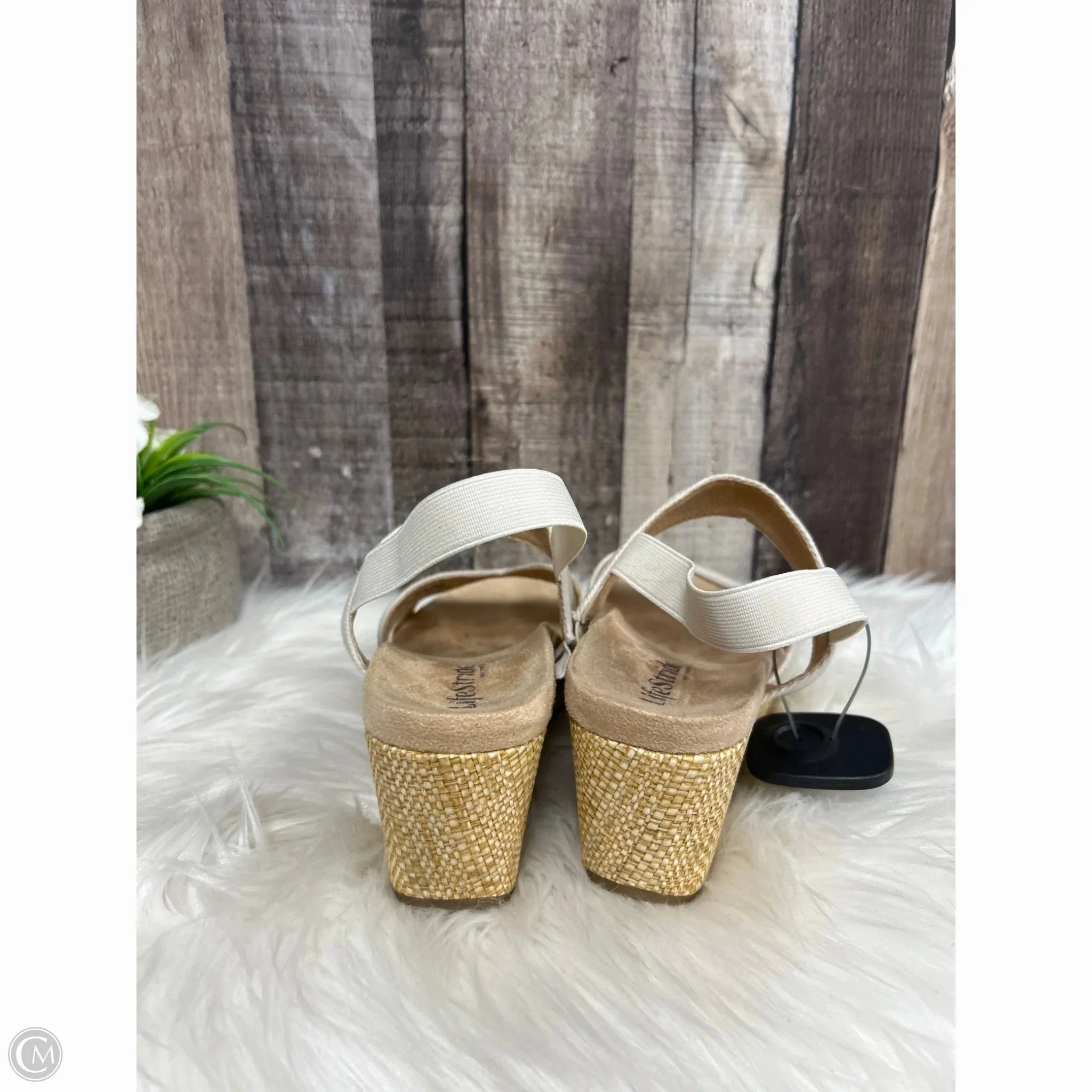 Sandals Heels Platform By Life Stride In Ivory, Size: 6