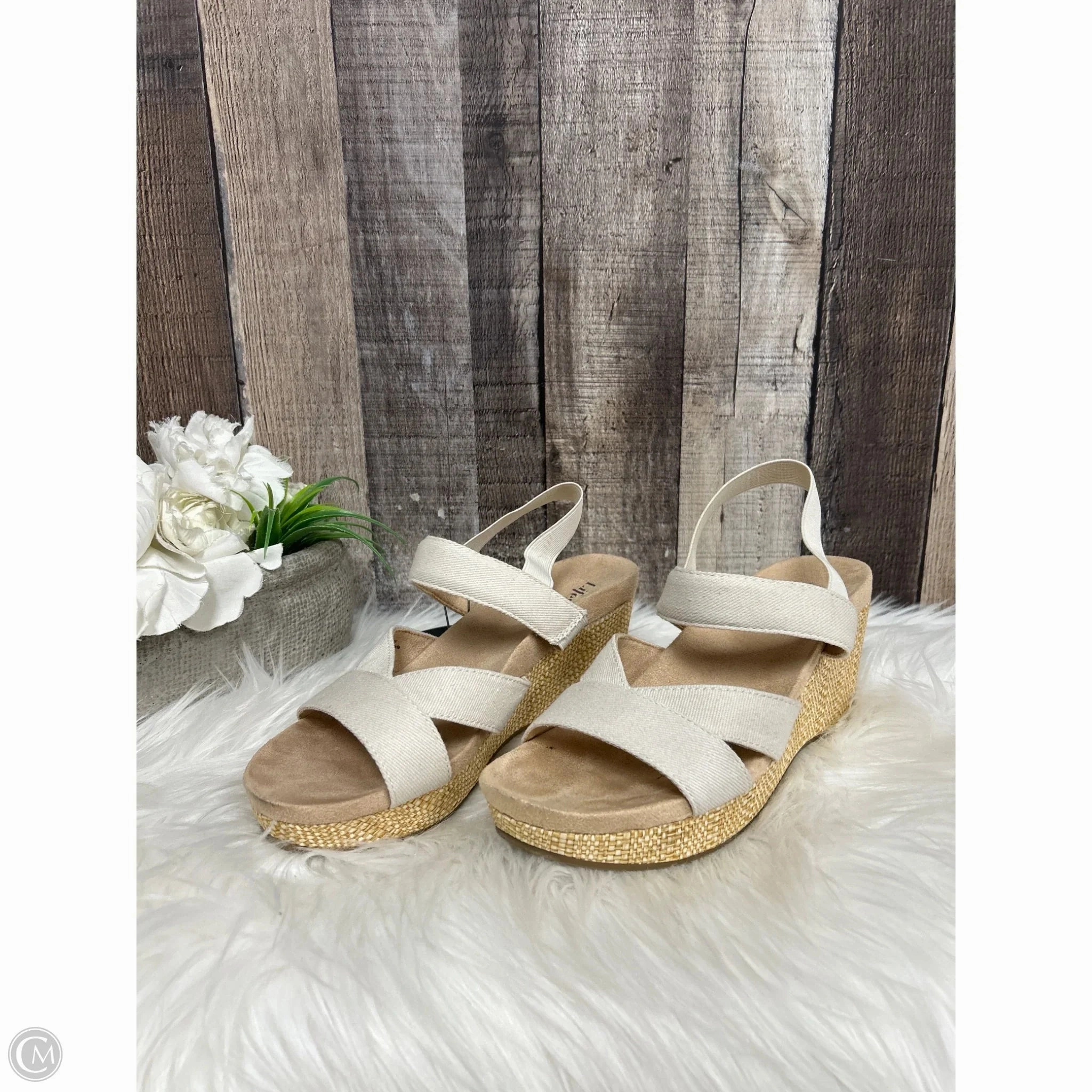 Sandals Heels Platform By Life Stride In Ivory, Size: 6