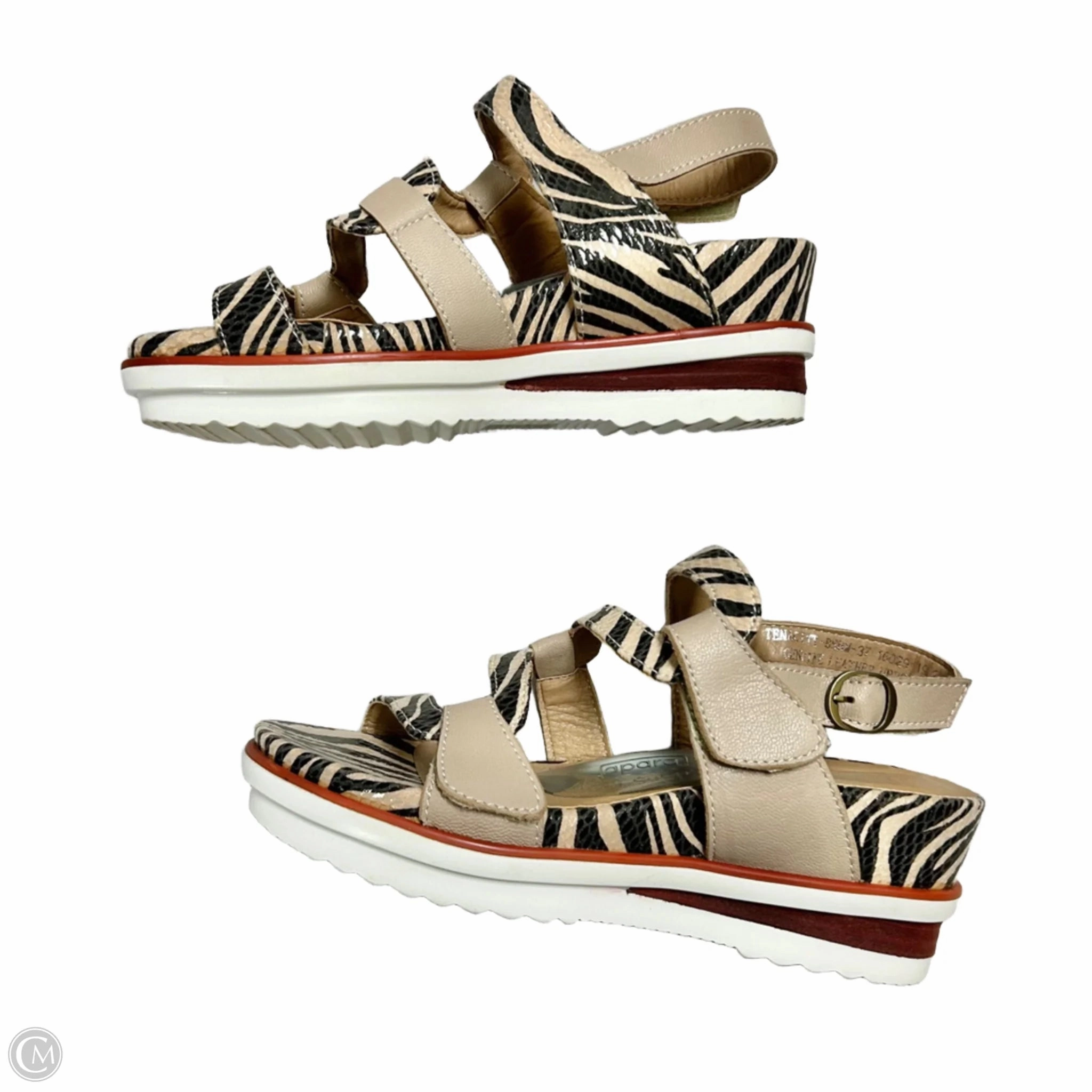 Sandals Heels Platform By Spring Step In Zebra Print, Size: 7