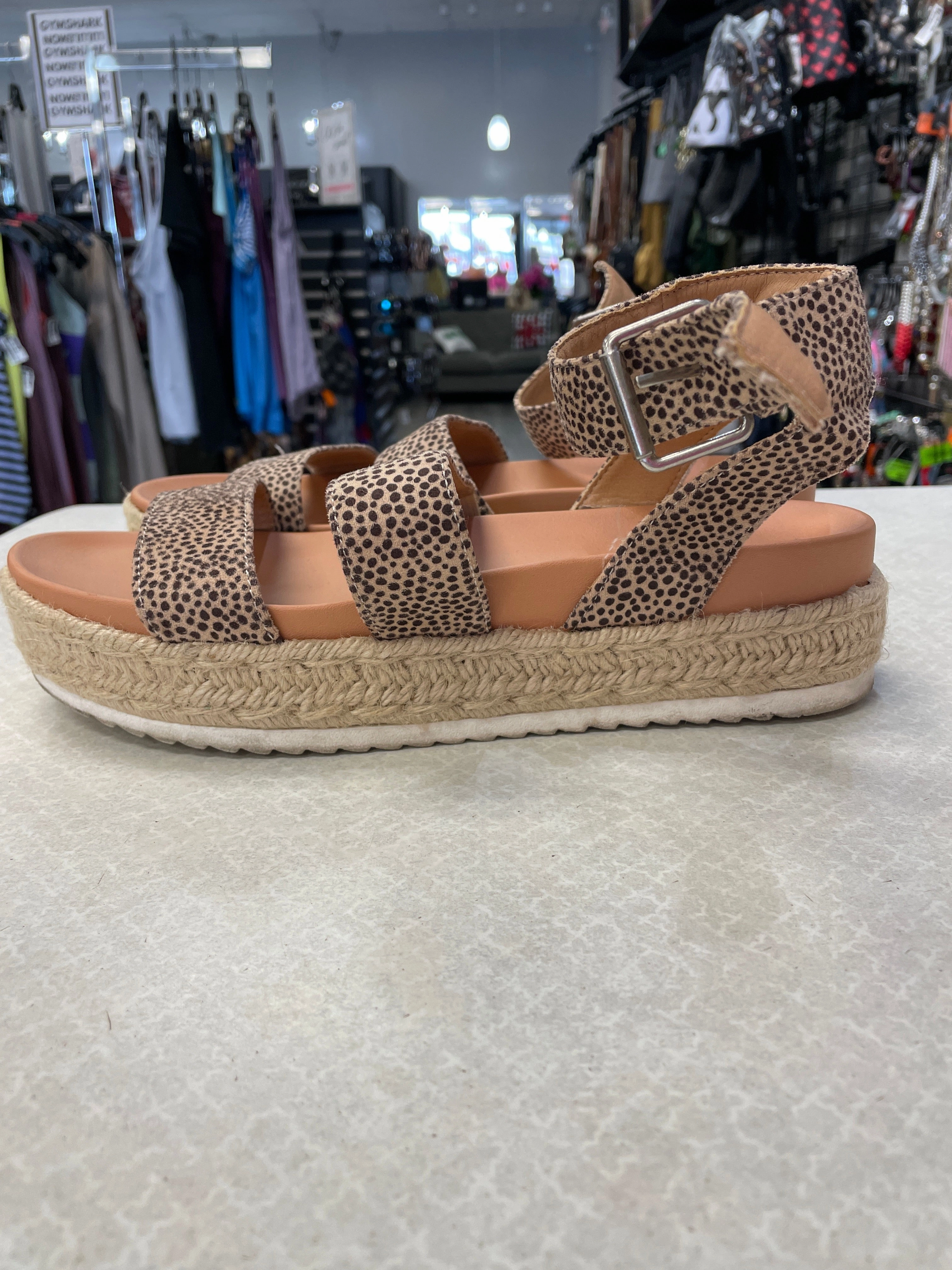 Sandals Heels Platform By Universal Thread In Animal Print, Size: 10