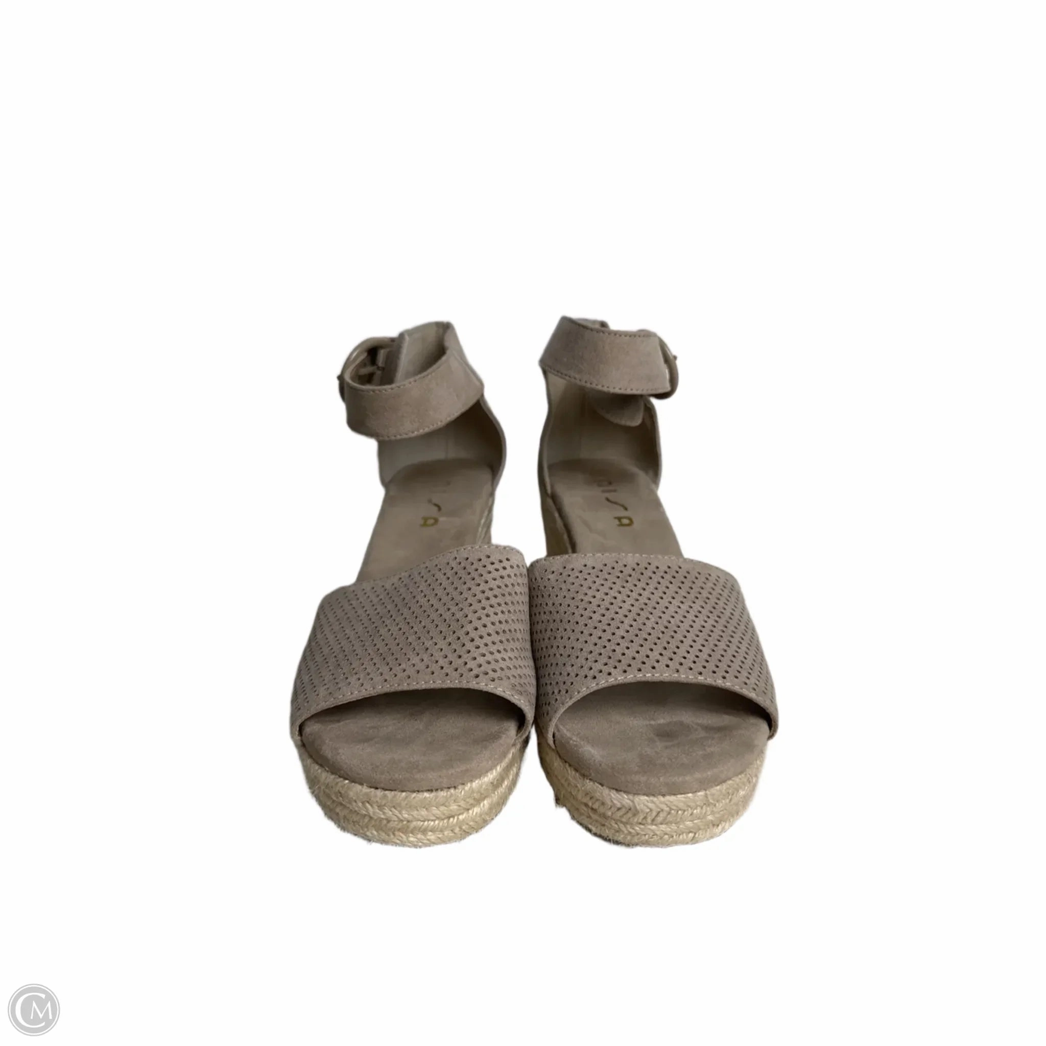 Sandals Heels Wedge By Unisa In Tan, Size: 9.5