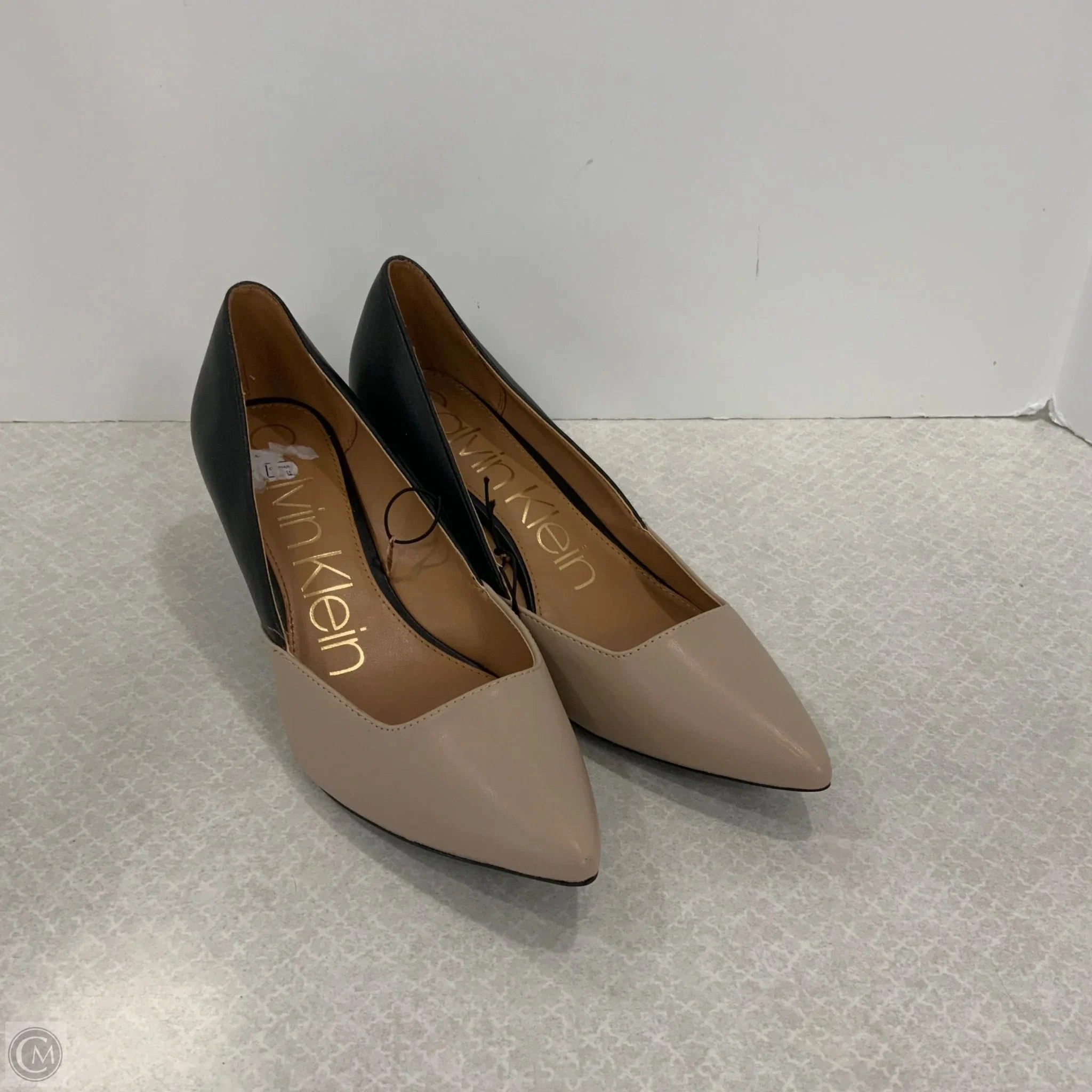 Shoes Heels Kitten By Calvin Klein In Blue & Cream, Size: 8