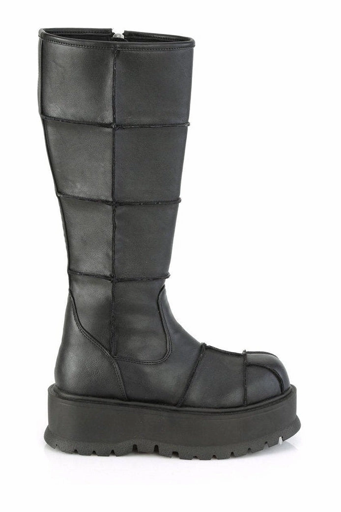SLACKER-230 Knee Boot | Black Faux Leather
