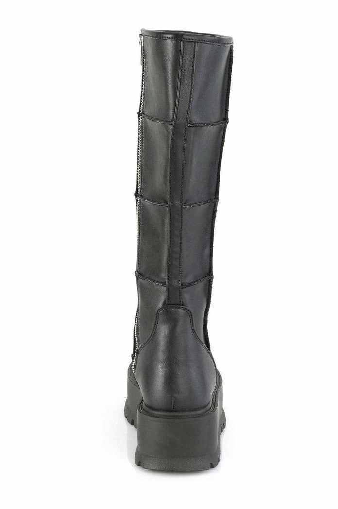SLACKER-230 Knee Boot | Black Faux Leather