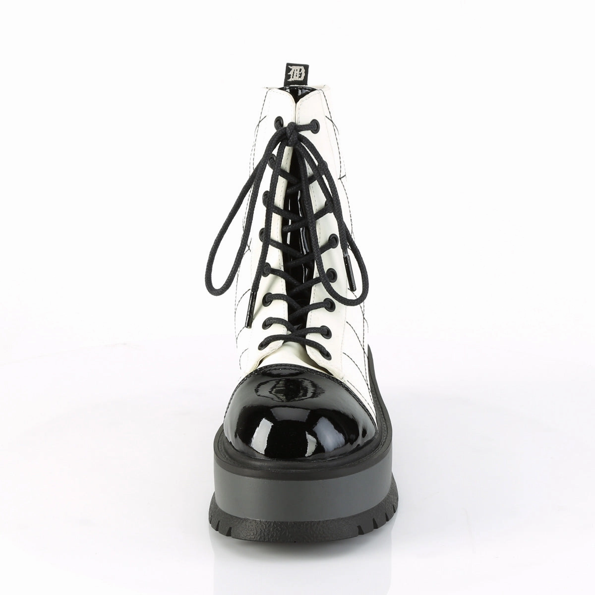 SLACKER-88  White Glow Vegan Leather-Black Patent