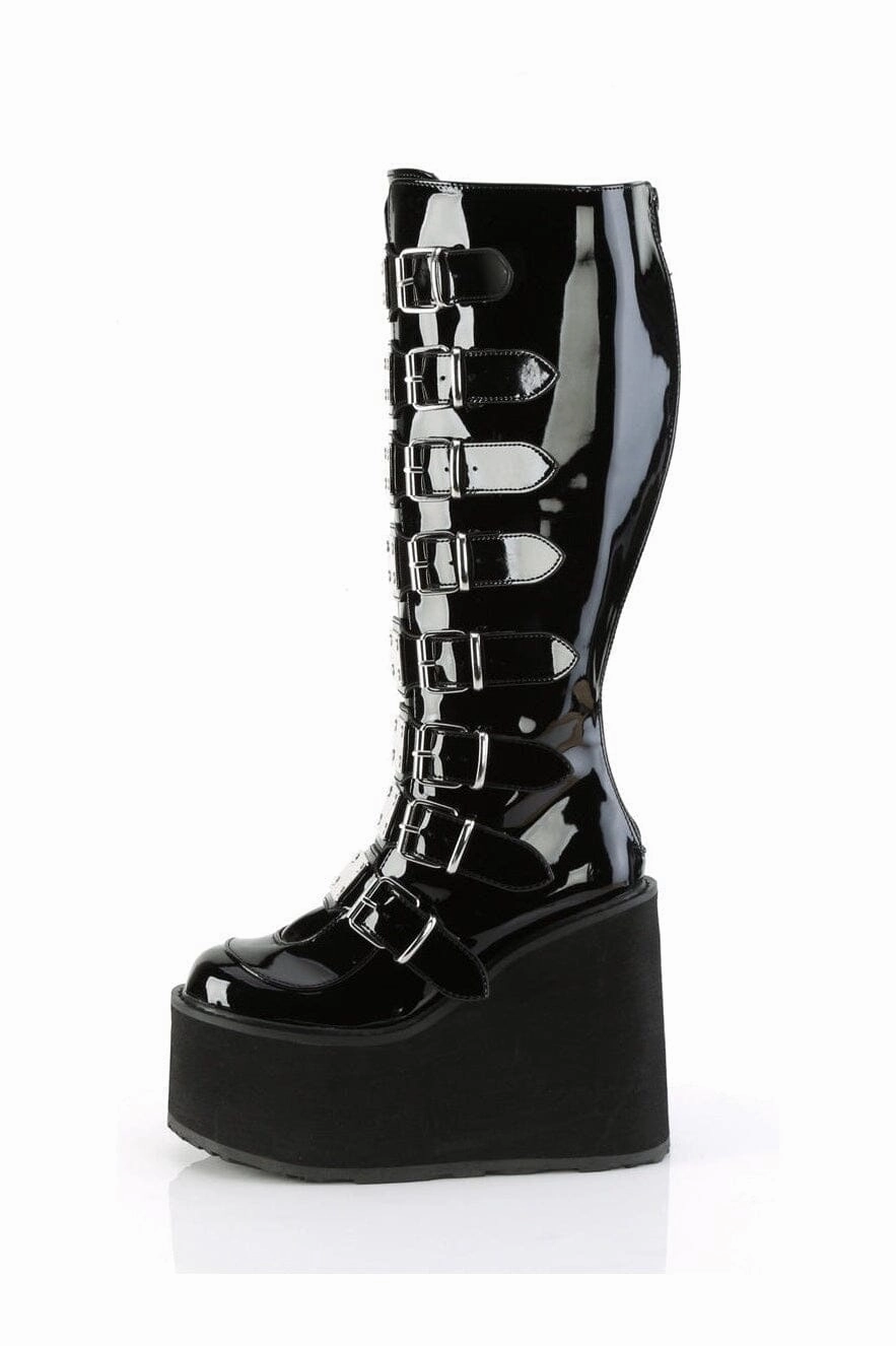 SWING-815WC Black Patent Knee Boot
