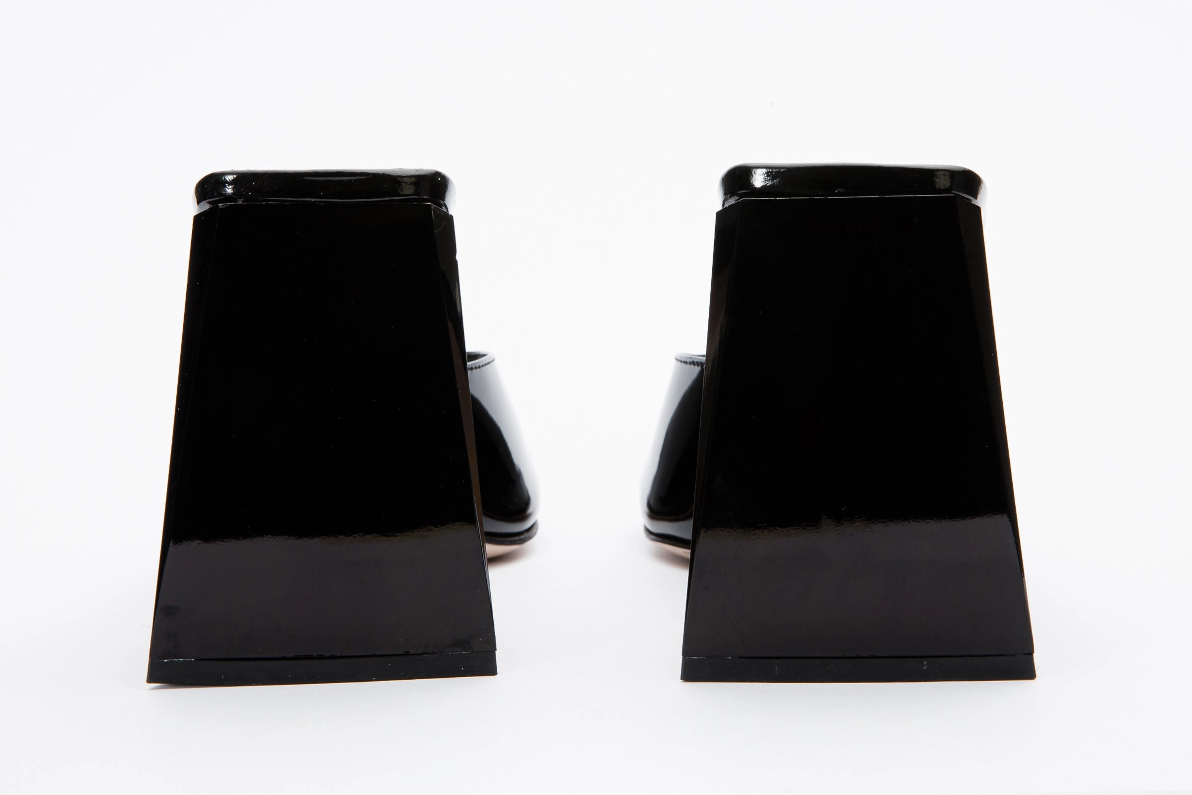 The Butterfly Block Heel Black Patent Leather Women Sandal Final Sale!