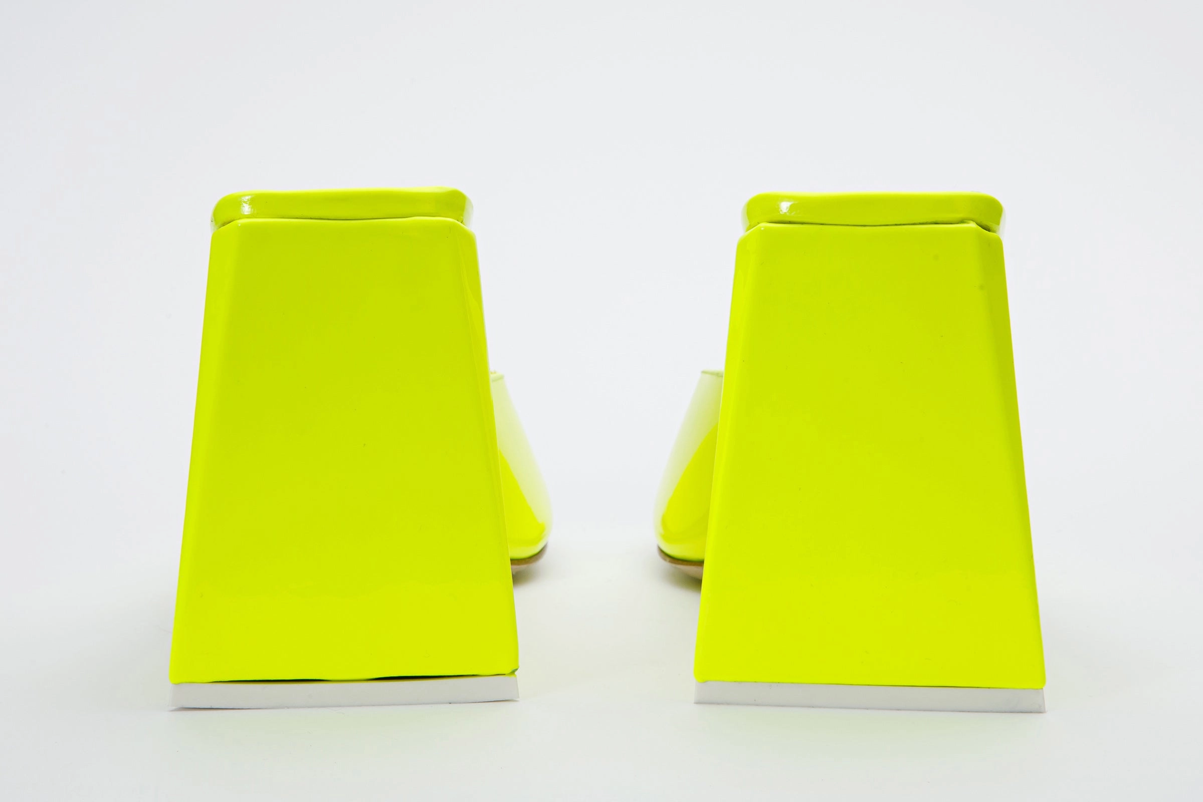 The Butterfly Block Heel Neon Yellow Patent Leather Sandal Final Sale!
