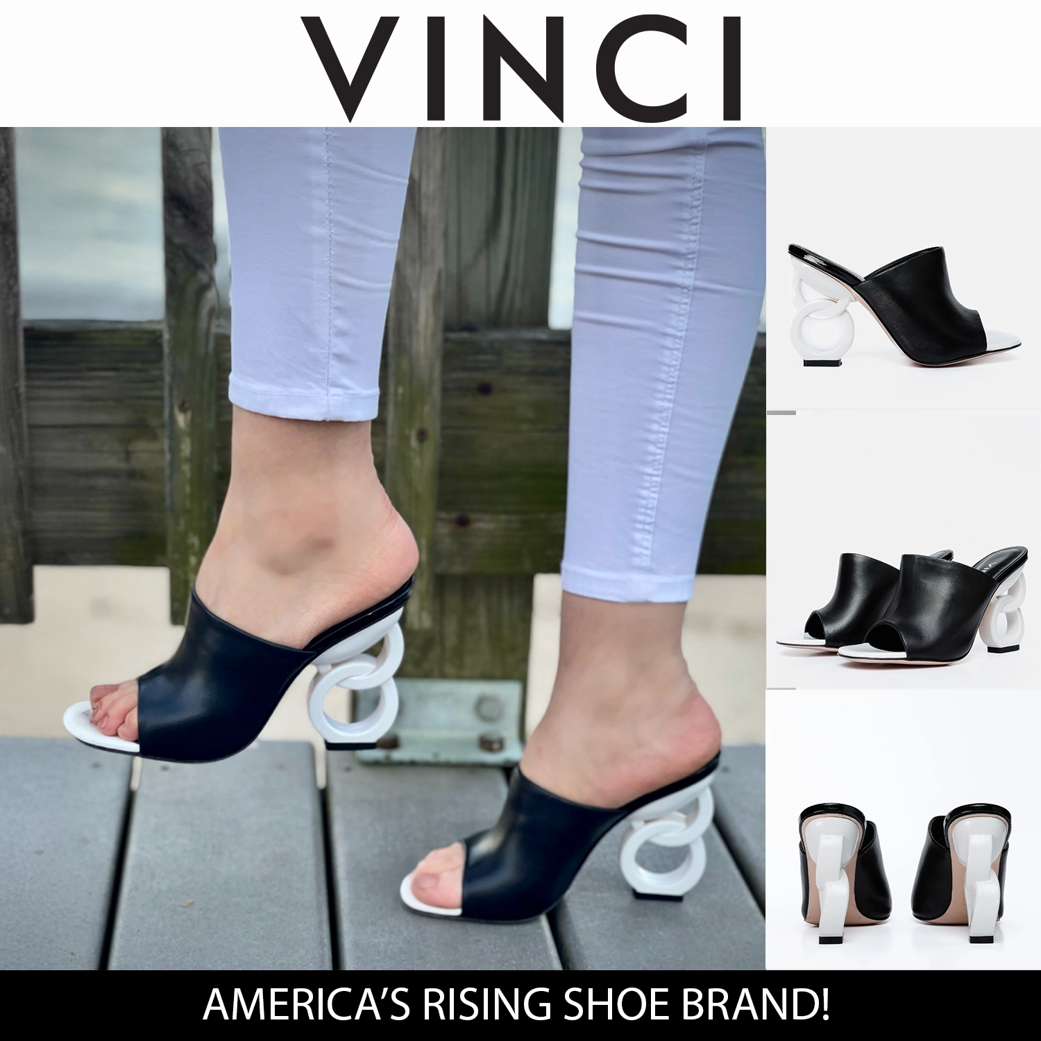 The Cymmer Black Leather Women Sandal
