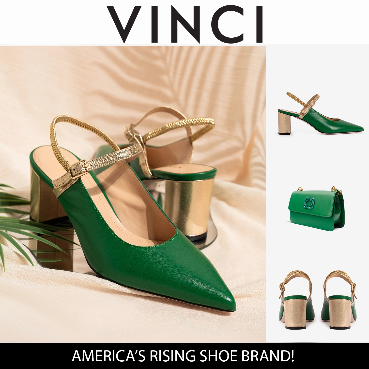 The Pompei Green Leather Women Slingback Shoe
