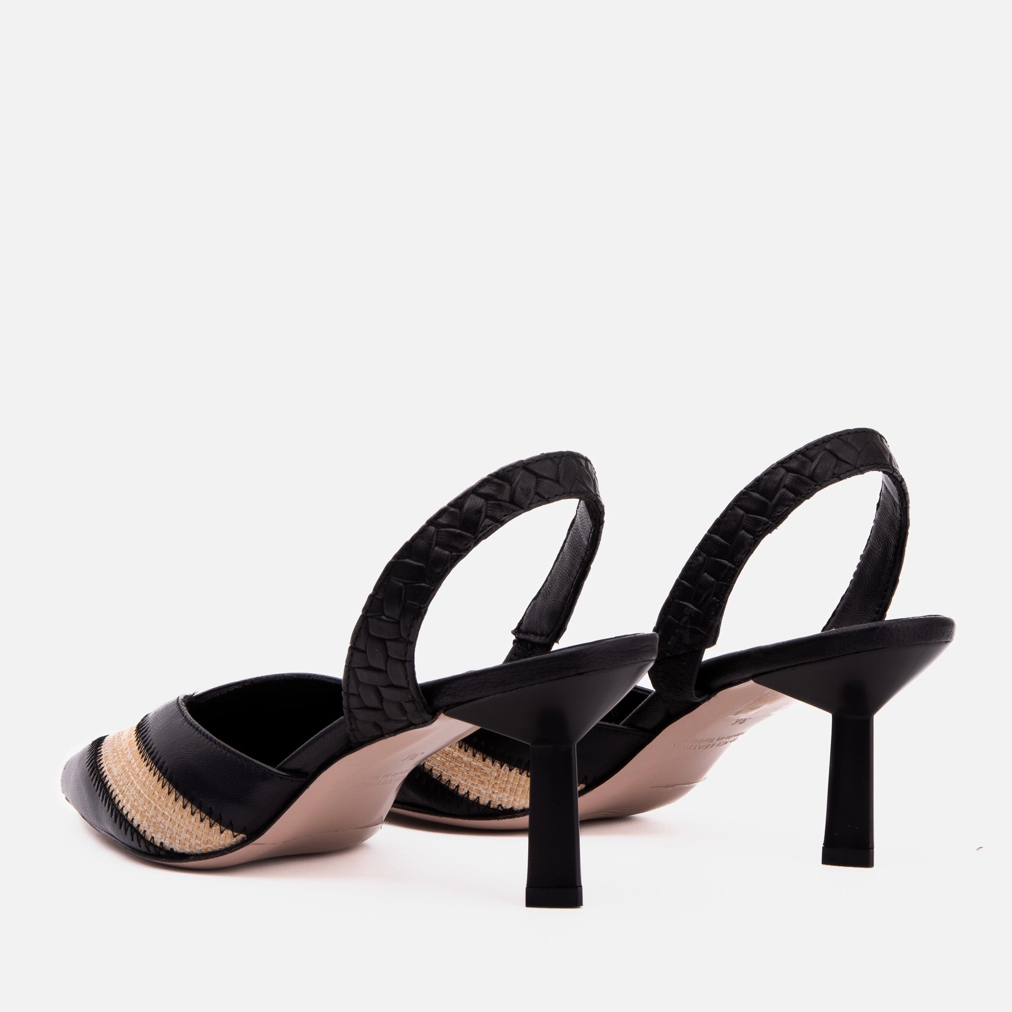 The Riviera Black & Raffia Slingback Heel
