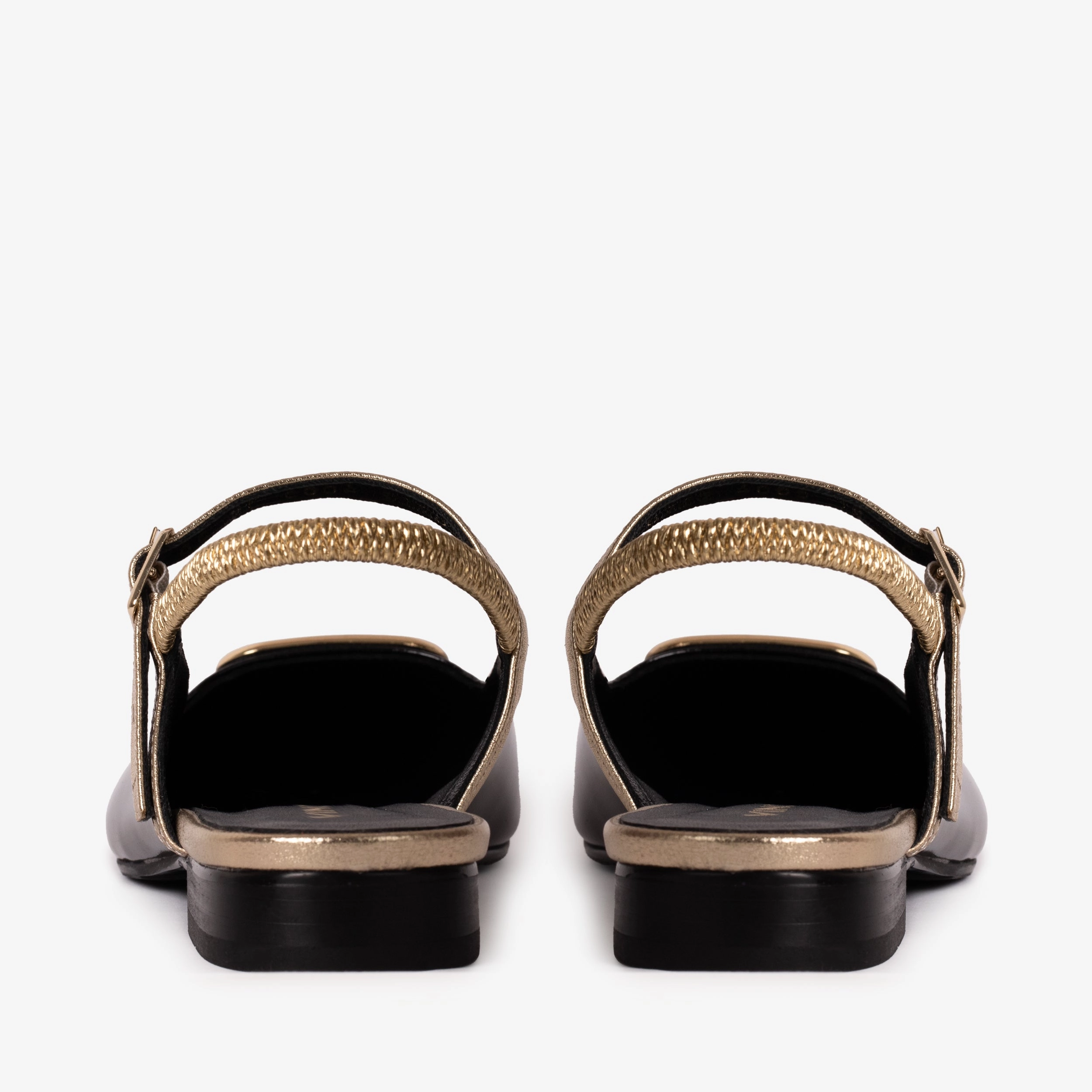 The Rosalinda Black Leather Women Flat Slingback Shoe