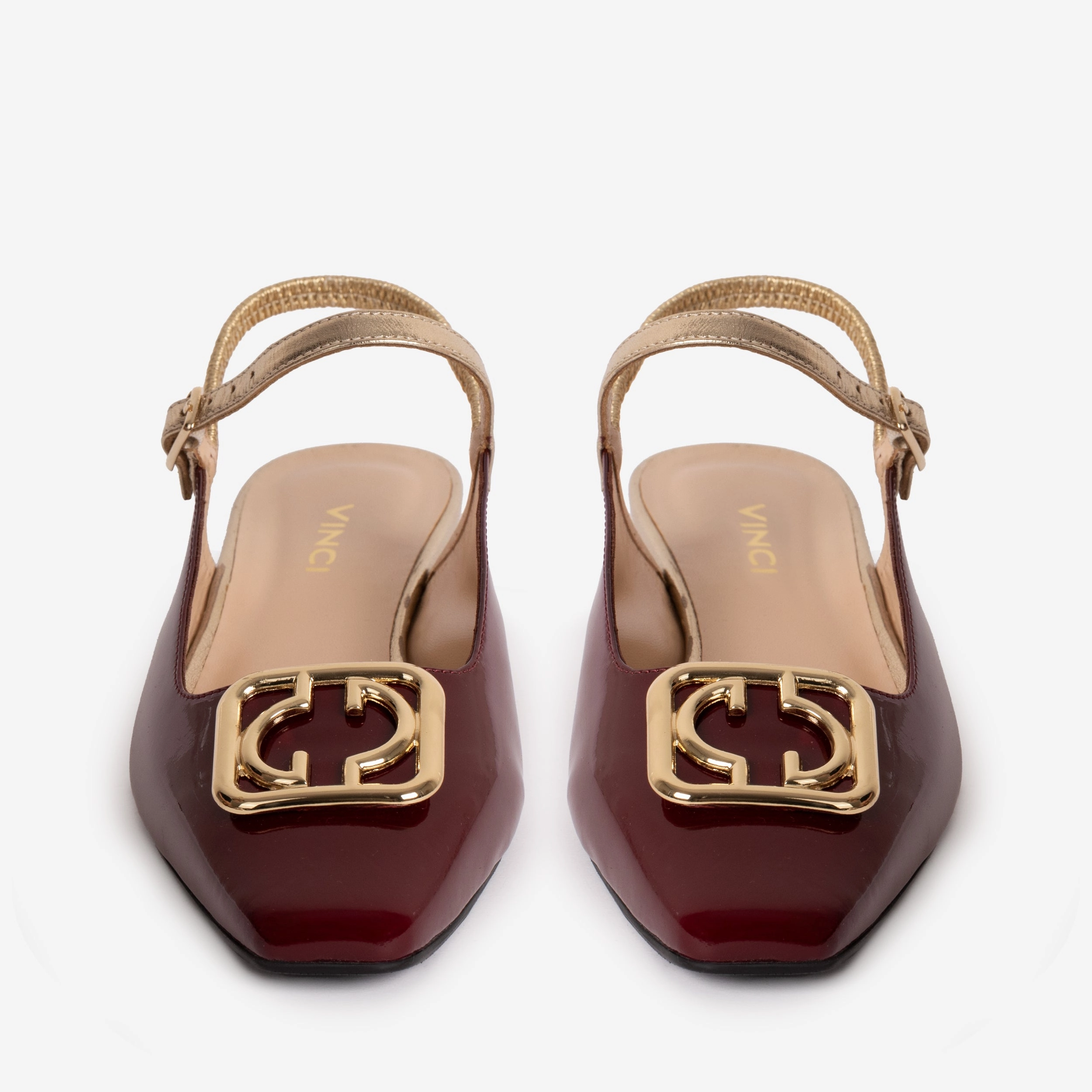 The Rosalinda Burgundy Patent Leather Women Flat Slingback Shoe