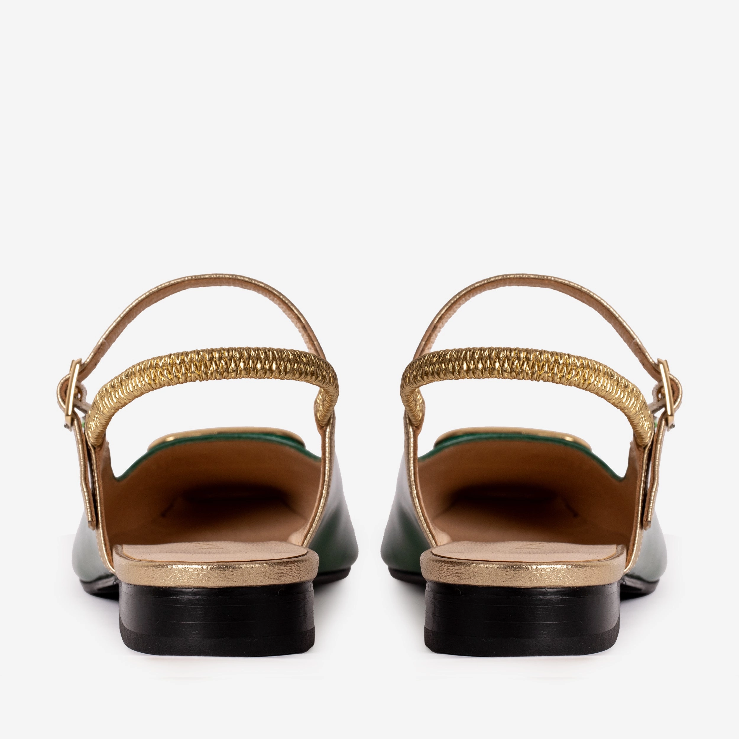 The Rosalinda Green Patent Leather Women Flat Slingback Shoe