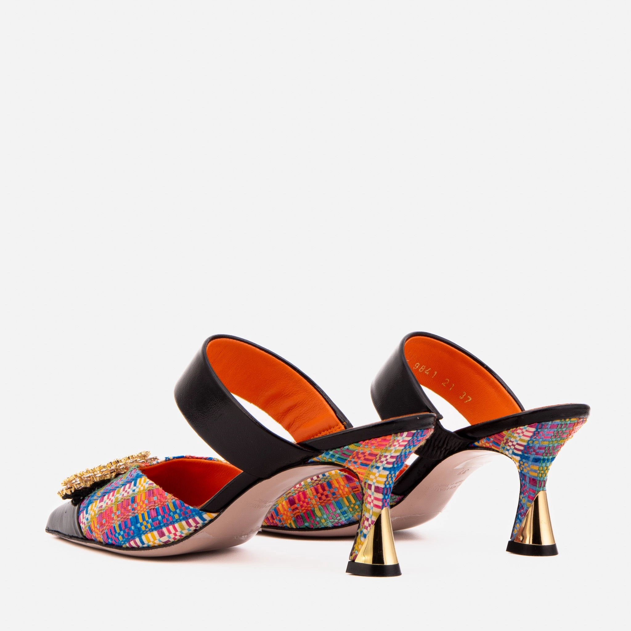 The Valencia Multicolor Leather Women Jewel Heel Mule Shoe