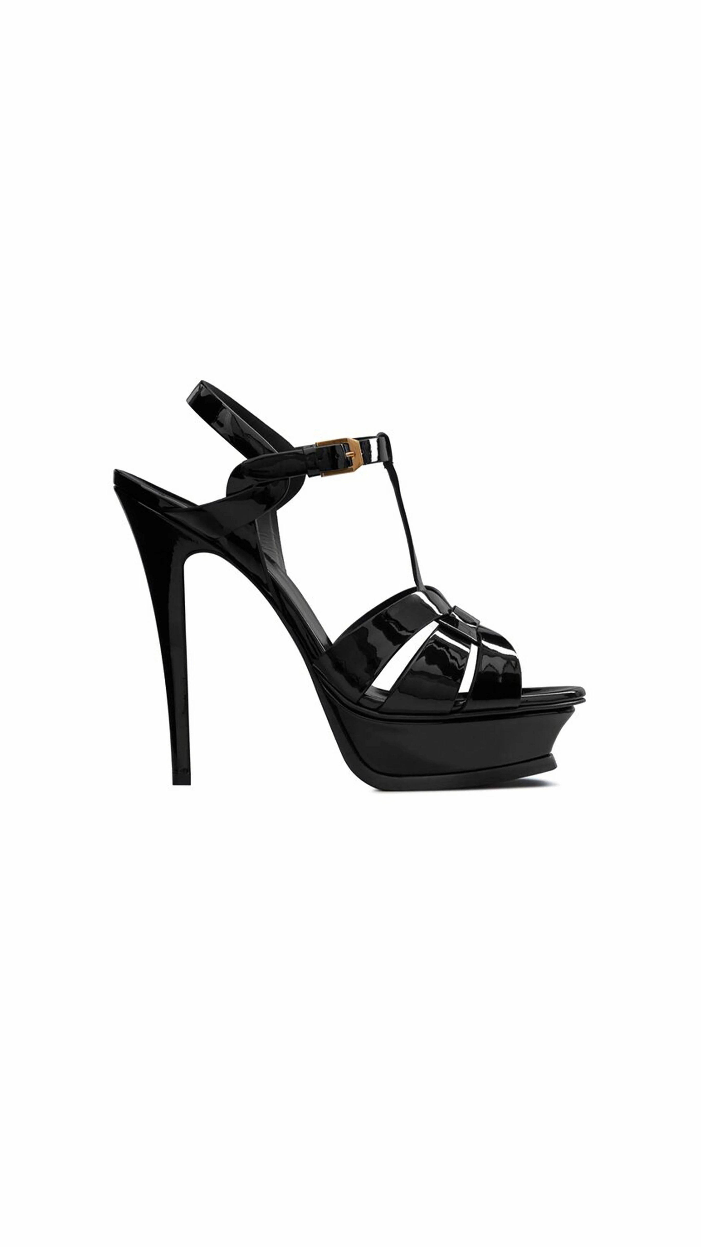 Tribute Platform Sandal in Patent Leather - Black