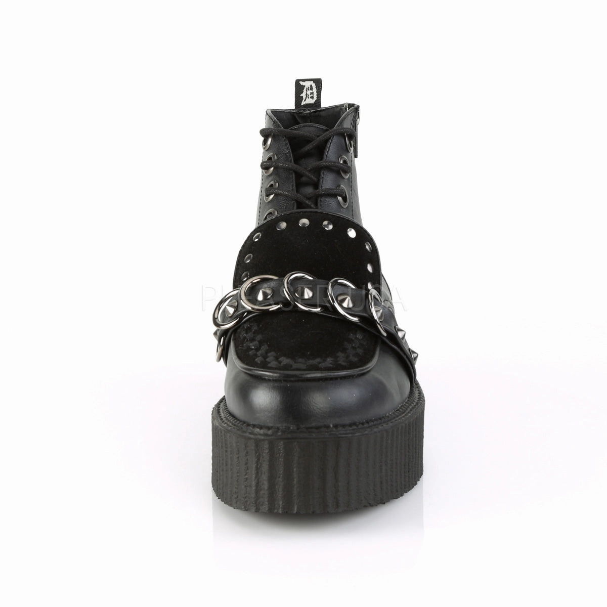 V-CREEPER-555  Black Vegan Leather-Faux Suede