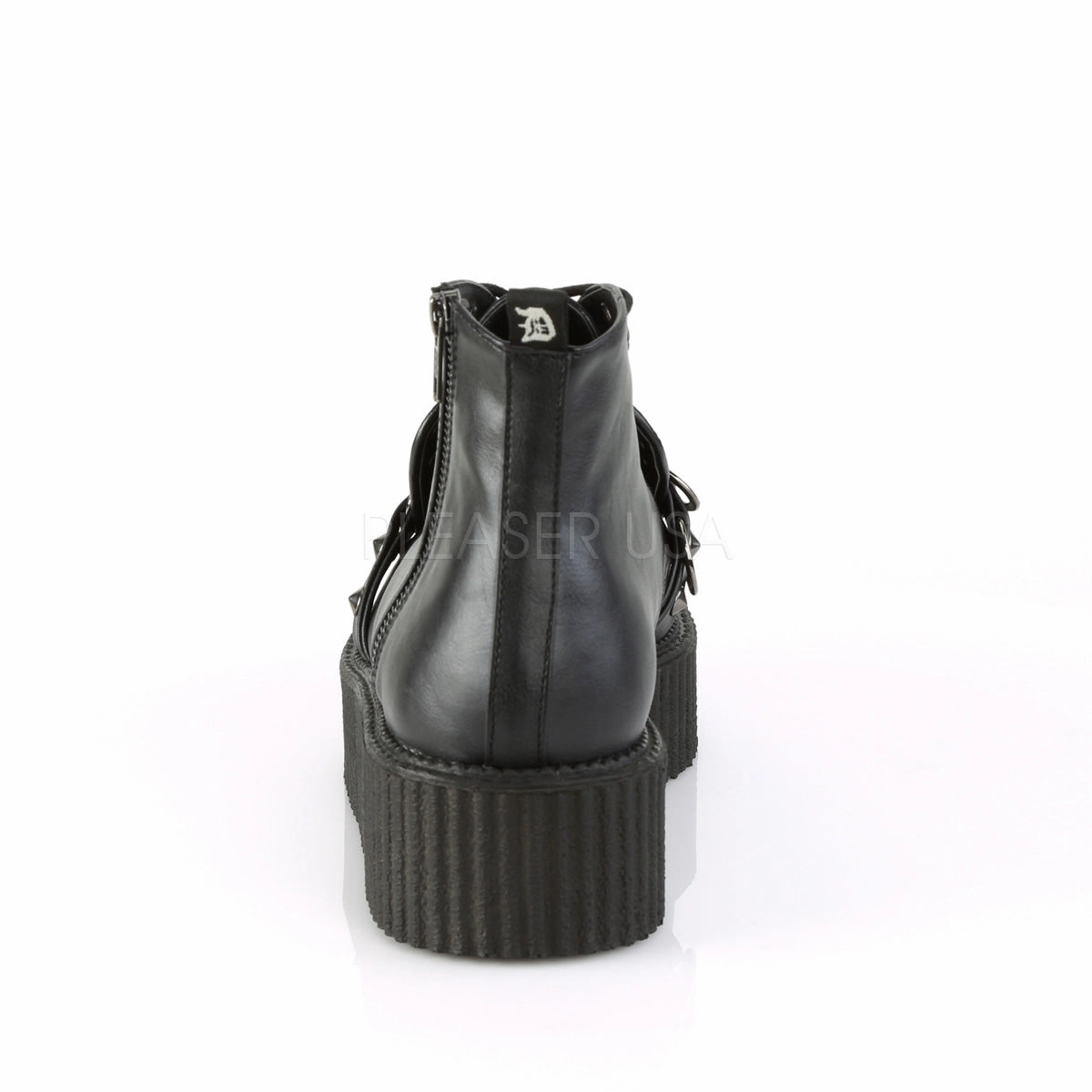 V-CREEPER-555  Black Vegan Leather-Faux Suede